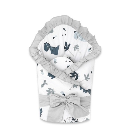 Swaddling blanket with frills and ribbon - DINO GARNET